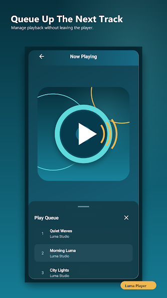 Play queue opened over the now playing screen